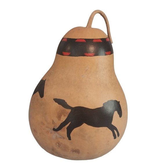Galloping Horses Gourd Art Hand Painted - Picture 2 of 7